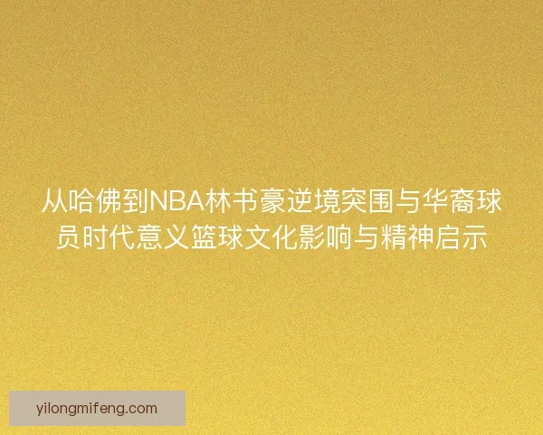 从哈佛到NBA林书豪逆境突围与华裔球员时代意义篮球文化影响与精神启示